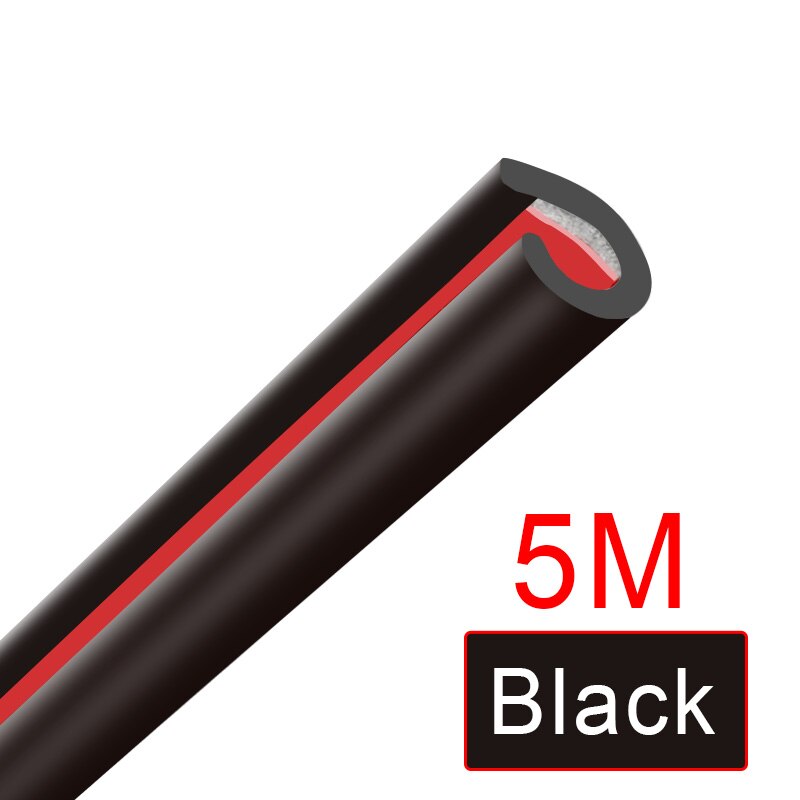 Wonderlife 1/5m bildørs kant gummi beskyttelseslister sidedøre lister side antislid beskyttelse bildør fra bunden diy: 5m- sorte