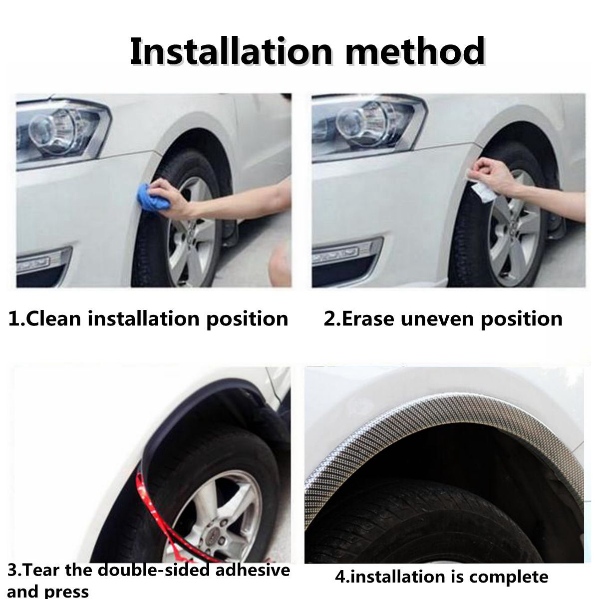 2/4 pièces 150cm Protection de roue de voiture garniture de couverture de passage de roue en caoutchouc Anti-collision garde-boue bandes anti-rayures