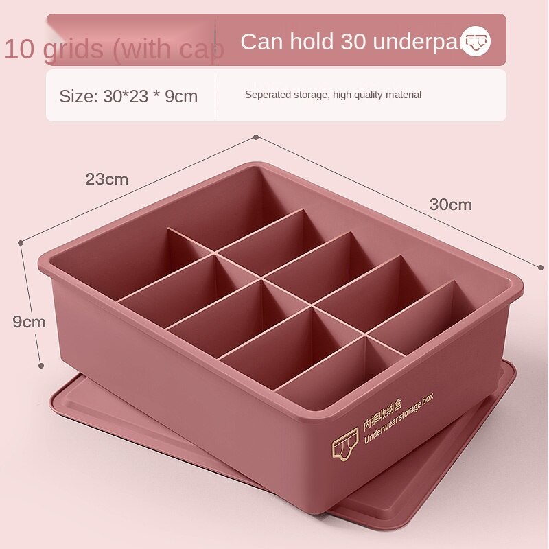 Underwear Storage Box Household Drawer Wardrobe Compartment Artifact Socks Panties Three-in-one Storage Box Shorts storage box: Red 10 grid