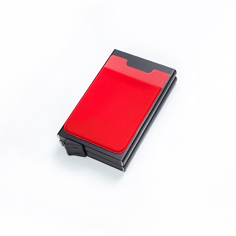 DIENQI Rfid Credit Card Holder Men Aluminium Metal Steel Minimalist Wallet Bank Cardholder Case Luxury Purse nederlands: Black red