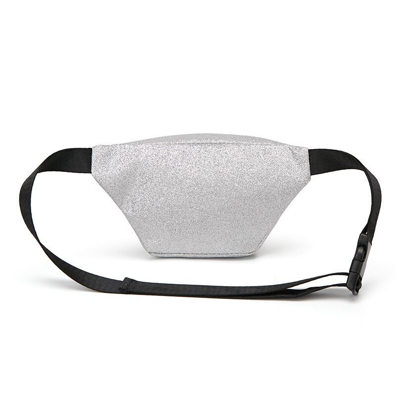 Women Shinny PU Leather Waist Packs Elastic Belt Fanny Pack Zipper Waist Bag Casual Chest Bag