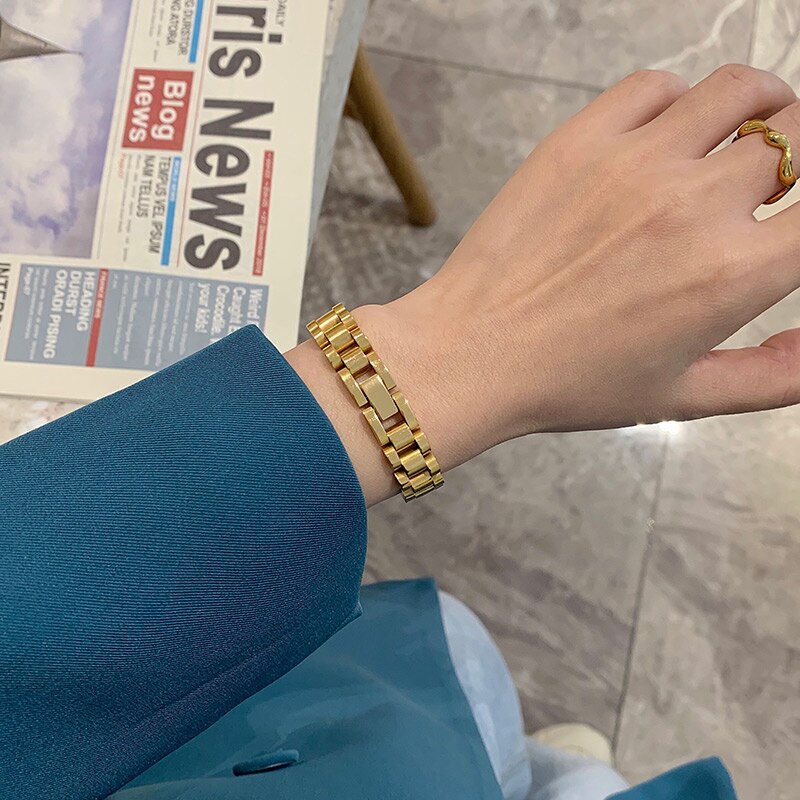 Bezoedelen Gratis Rvs Vergulde Afneembare Polsbandjes Armbanden Armbanden Voor Vrouwen Hiphop Goud Wrap Armbanden