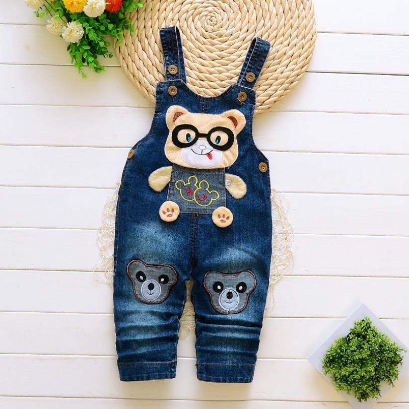Kinderen Denim Overalls Broek Kinderen Brief Cartoon Peuter Bebe Jeans Herfst Broek Voor Baby Meisje Jongen Kleding Baby Romper 3T: 5 / 9m