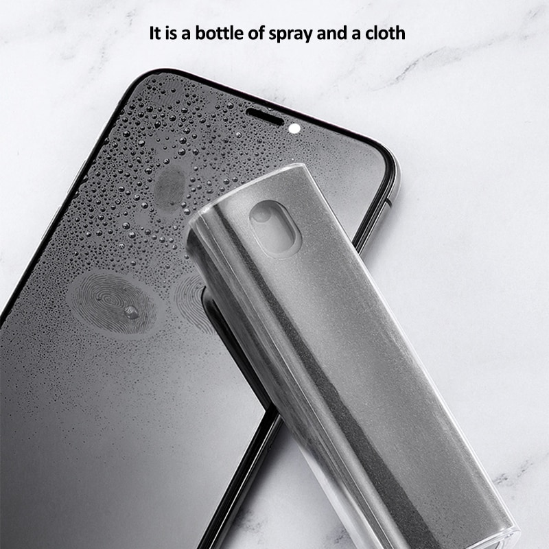1pc beskyttelig 2 in 1 telefonskærm rengøringsmiddel spray mikrofiber klud sæt rengøring artefakt computer mobiltelefon skærm støvfjernelse