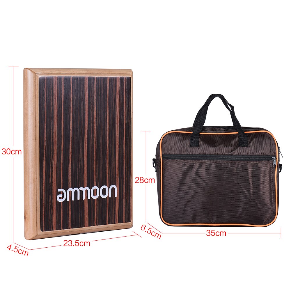 Ammoon kompakt rejseboks tromme cajon flad håndtromme percussion instrument med justerbar strenge bæretaske
