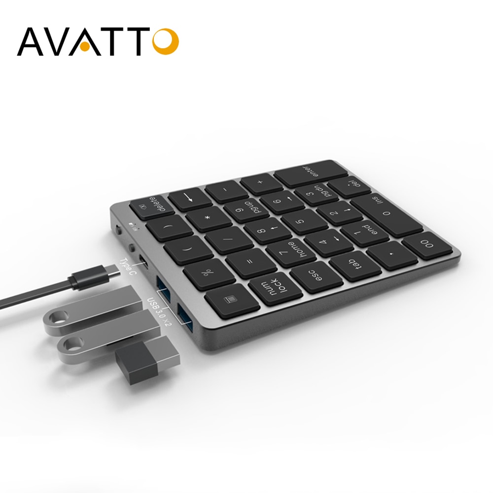 Misfortune to add horsepower AVATTO N970 bezprzewodowa klawiatura numeryczna Bluetooth z koncentratorem  USB podwójne tryby, więcej klawiszy funkcyjnych Mini Numpad do zadań  księgowych – Grandado