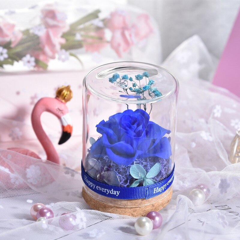 Rose space tørrede blomster kunstige blomster valentinsdag rose boligindretning rose i glas fødselsdag bryllup jul: Stjerneklar blå