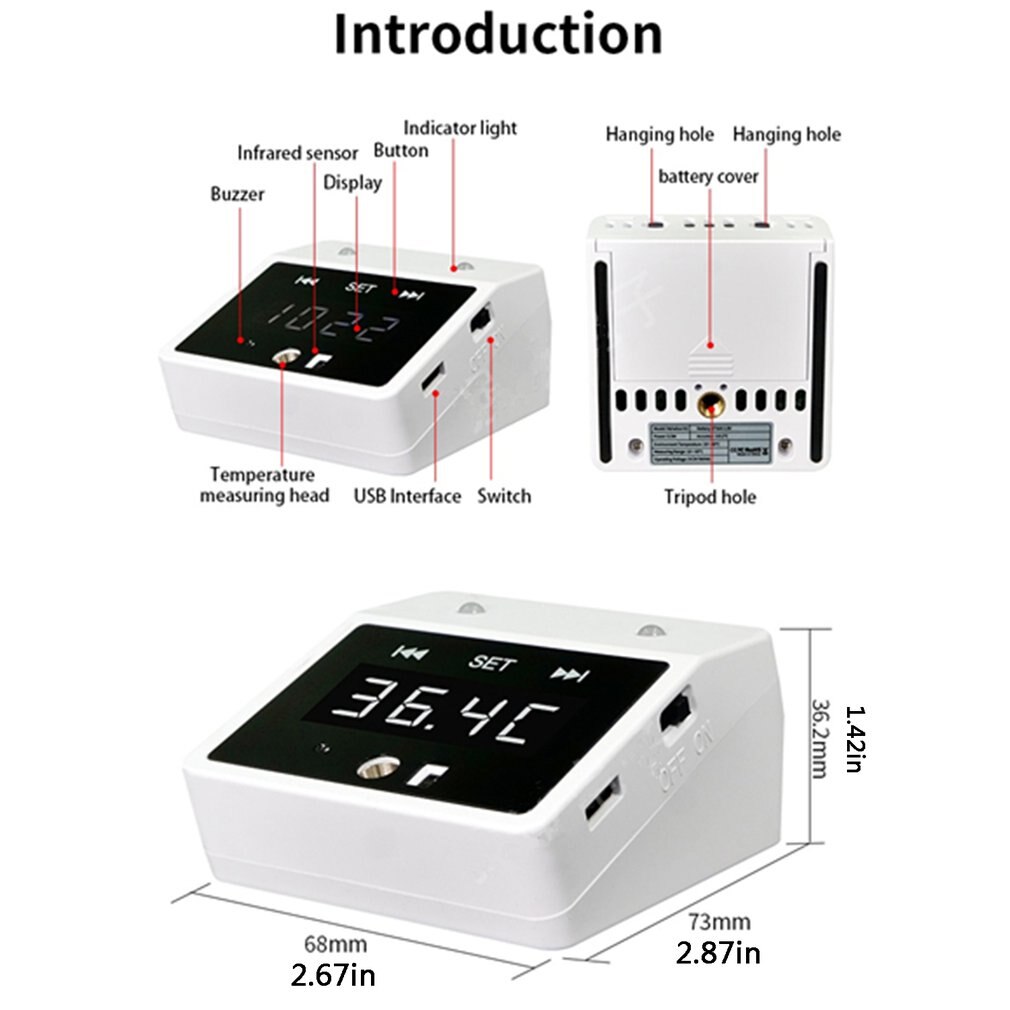 Portable Mini High Speed thermometer Digital Infrared Thermometer Rehabor-K2 for Office Mall LCD Temperature Sensor