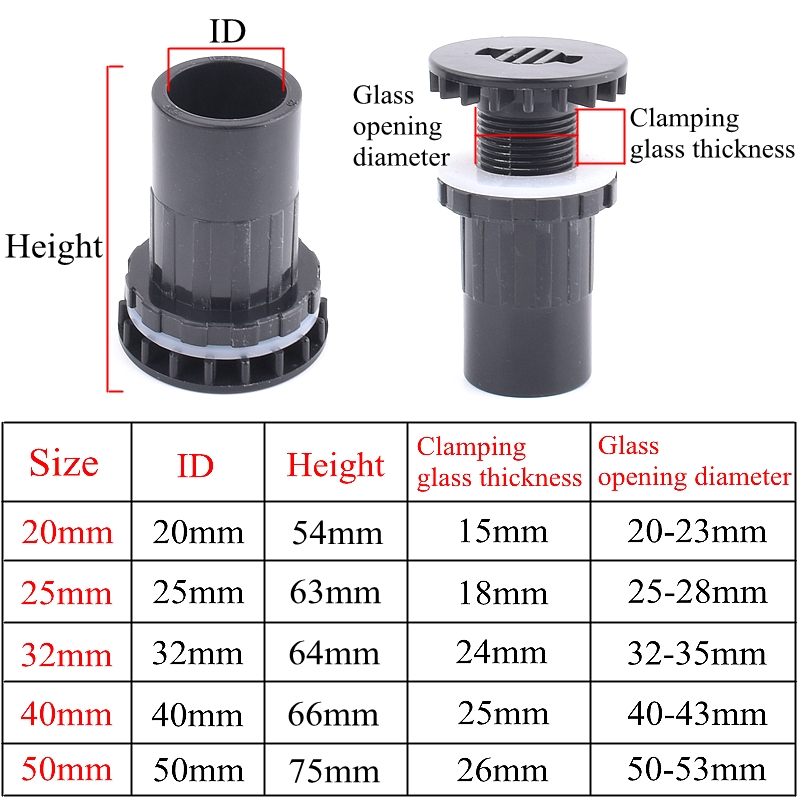 Black 20-50mm Aquarium Fish Tank Drain Joint PVC Pipe Water Supply Tube Connector Household DIY Water Inlet Outlet Tank Joint: Silver / 3/16''