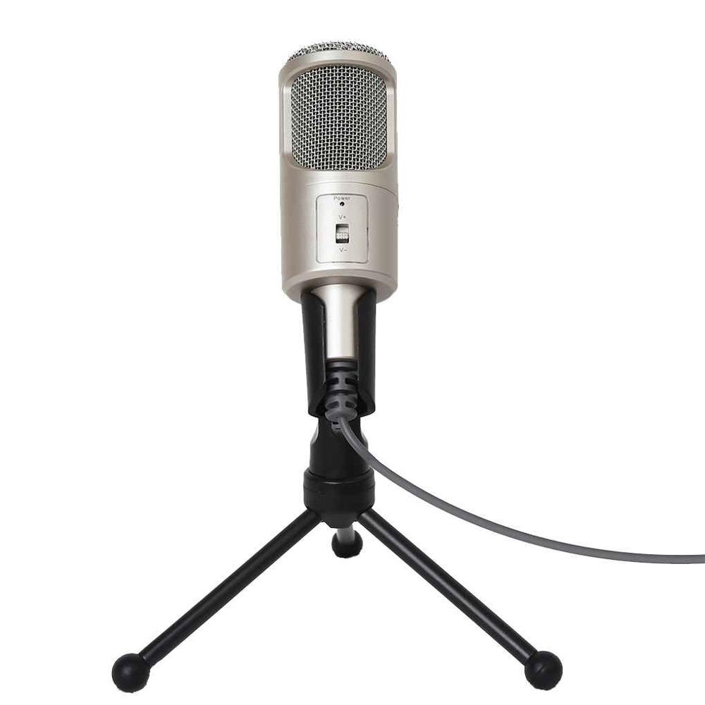 SF-960 Condenser Microphone, 3.5mmUSB Interface Computer Game Singing, Computer Microphone, Computer USB Wired Microphone (Gold)