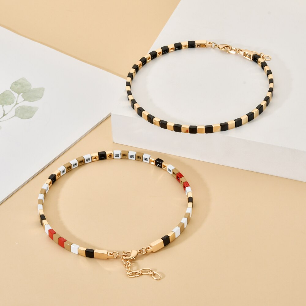 Collier ras du cou court pour femmes, perles colorées arc-en-ciel, pour la plage, bricolage, bijoux pour filles, de fête,