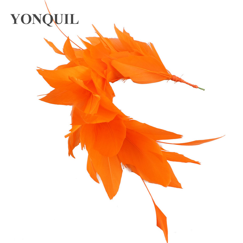 Nuevos y hermosos ramilletes de boda de plumas de pavo, manualidades de plumas para tocado, sombrero DIY, tocado, accesorios de decoración, longitud 25CM: Naranja