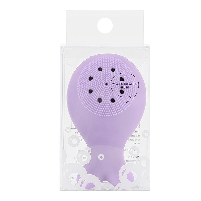 1pcs Silicone Small Whale Wash Brush Whale Cleansing Brush Cleansing Instrument Clean Nose Brush Cleansing Tool: Light Purple(box)