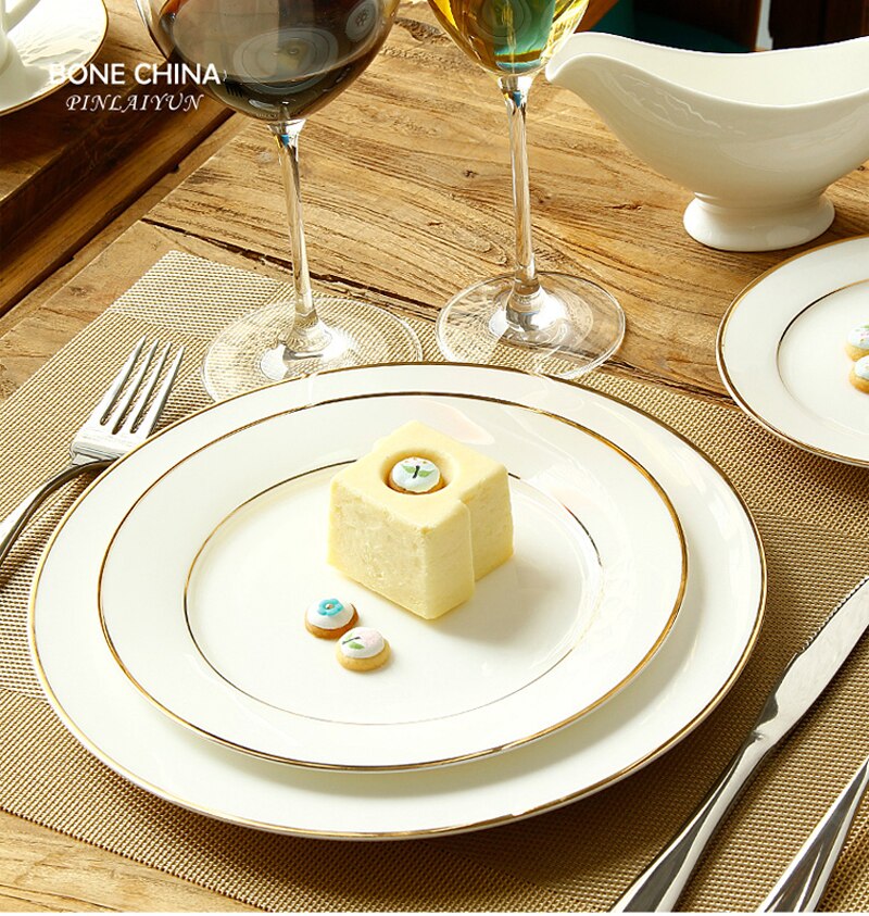 8+10 inch, real bone china dinner plate set, deccorative wedding plates, porcelain restaurant dishes tableware, borden servies