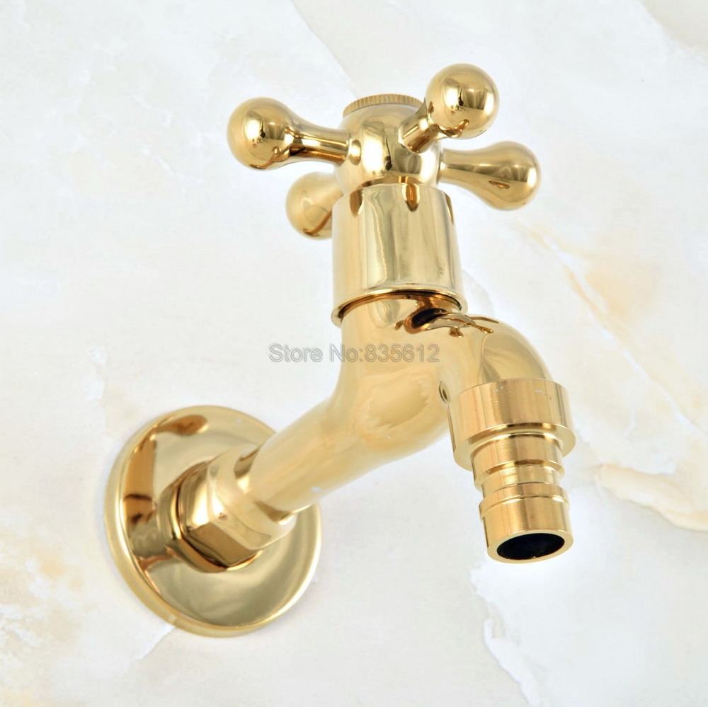 Gold Color Brass Wall Mount Cold Water Basin Faucet Washing Machine Taps Washing Machine Water Tap tav143