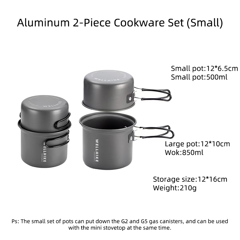 WELLHIKE Portable Ultralight Camping Set Pot 1 Person Foldable Backpack Cooking Set Outdoor Hiking Picnic Camping Tableware: BROWN