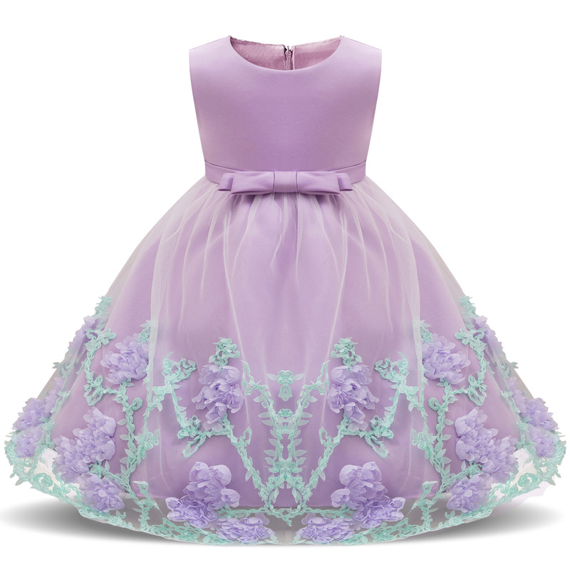 ¡Novedad de ! vestido Lolita para cumpleaños de bebé, vestido de princesa para niña, disfraz sin mangas con encaje, bordado de flores, ropa Formal
