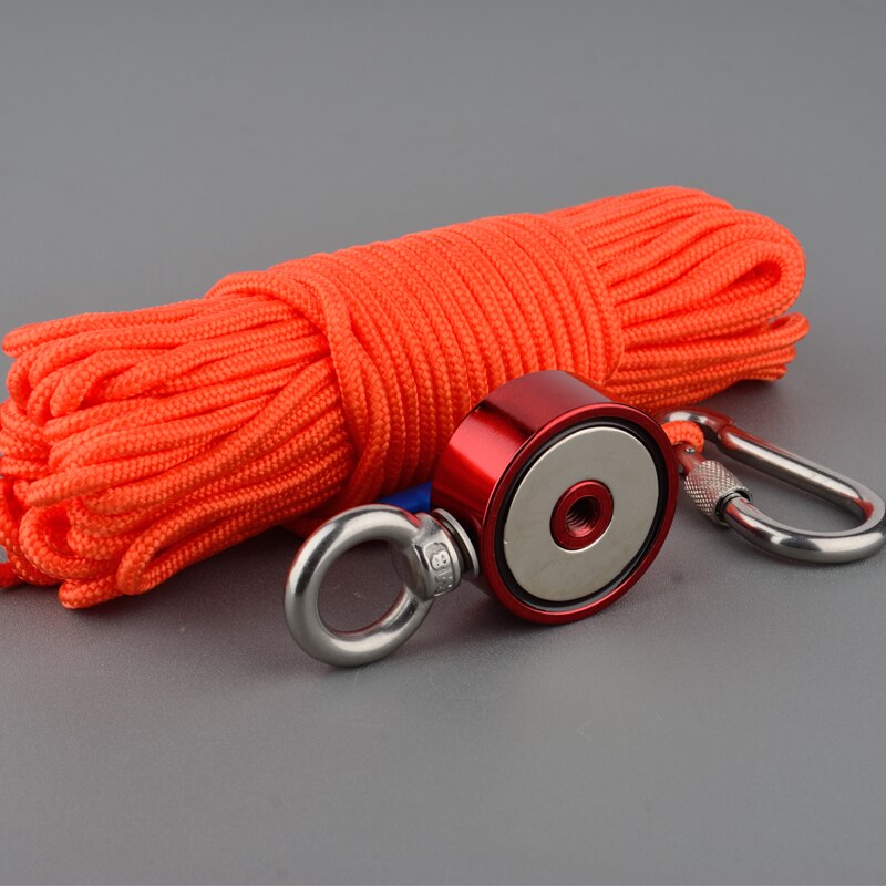 120Kg Dubbelzijdig Rood Magent Krachtige Salvage Neodymium N52 Sterke Zoeken Vissen Magneten Met 10M Touw Opties: Magnet and Rope