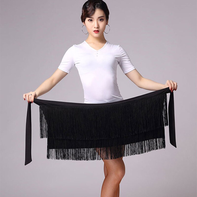Dancing Hip Scarf Latin Dance Skirt Women Tassels Apron Costume Training Cha Cha Samba Dance Waist Towel Latin Accessories