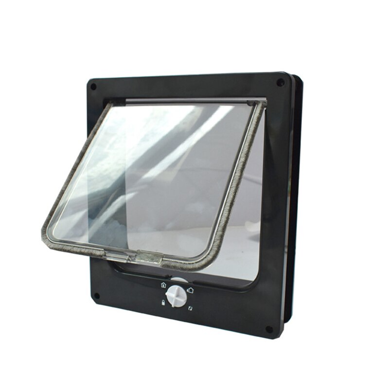 4 Way Lockable Pet Dog Cat Door ABS Plastic Security Flap Door for Small Animal Pet Cat Dog Gate Protect Pet Safe Supplies: Black