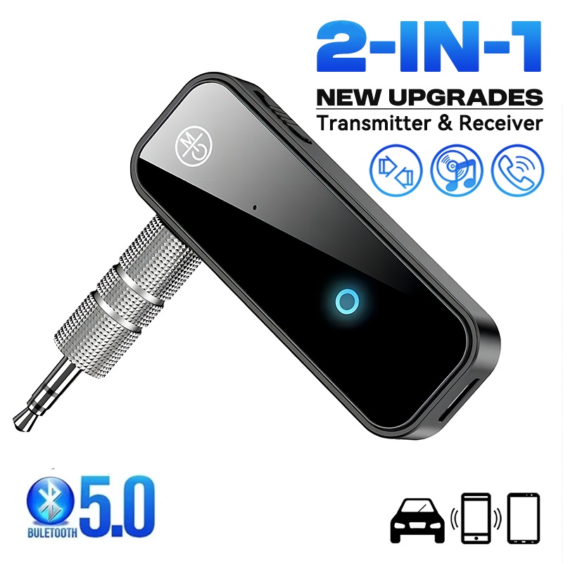 Ricevitore audio bluetooth 5.0, trasmettitore, chiamata vivavoce, 3.5mm jack, adattatore stereo hifi per musica wireless con microfono per tv, pc, kit per auto