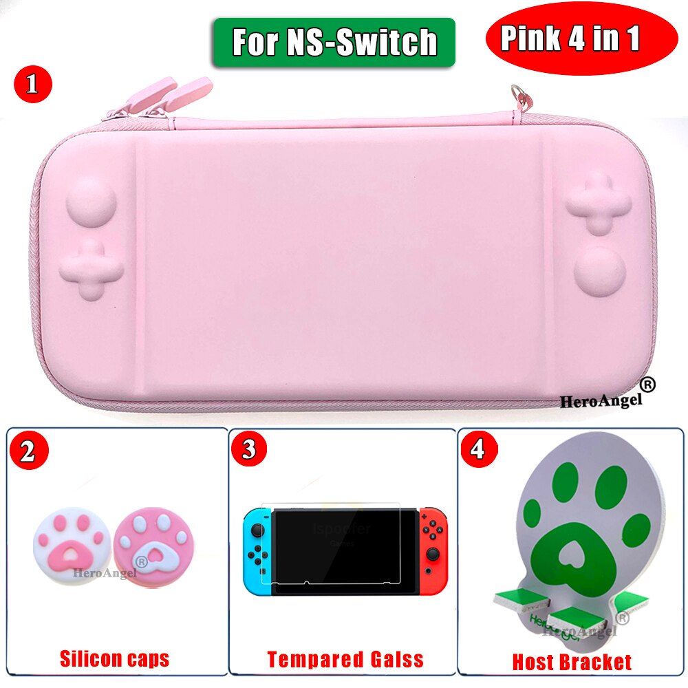 Hard Travel Protective Storage Bag For Nintend Switch For Nintendo Switch Console Case Game Accessories with Game Card Slots: SwitchPink