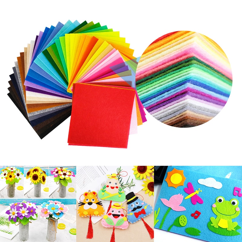 Tela de fieltro de costura no tejida para niños, paquete de tela de retales para álbum de recortes, manualidades de costura DIY, 40 piezas, 10x10cm
