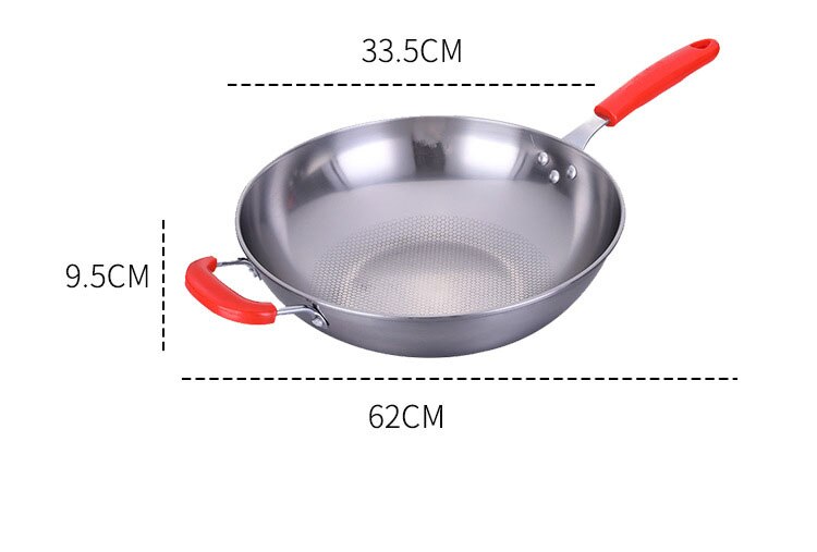 Geetest stegepande non-stick pande bagpå rustfrit stål wok 32/34cm husholdnings wok ingen olie røg gryde non-stick gryde: Dia 34cm