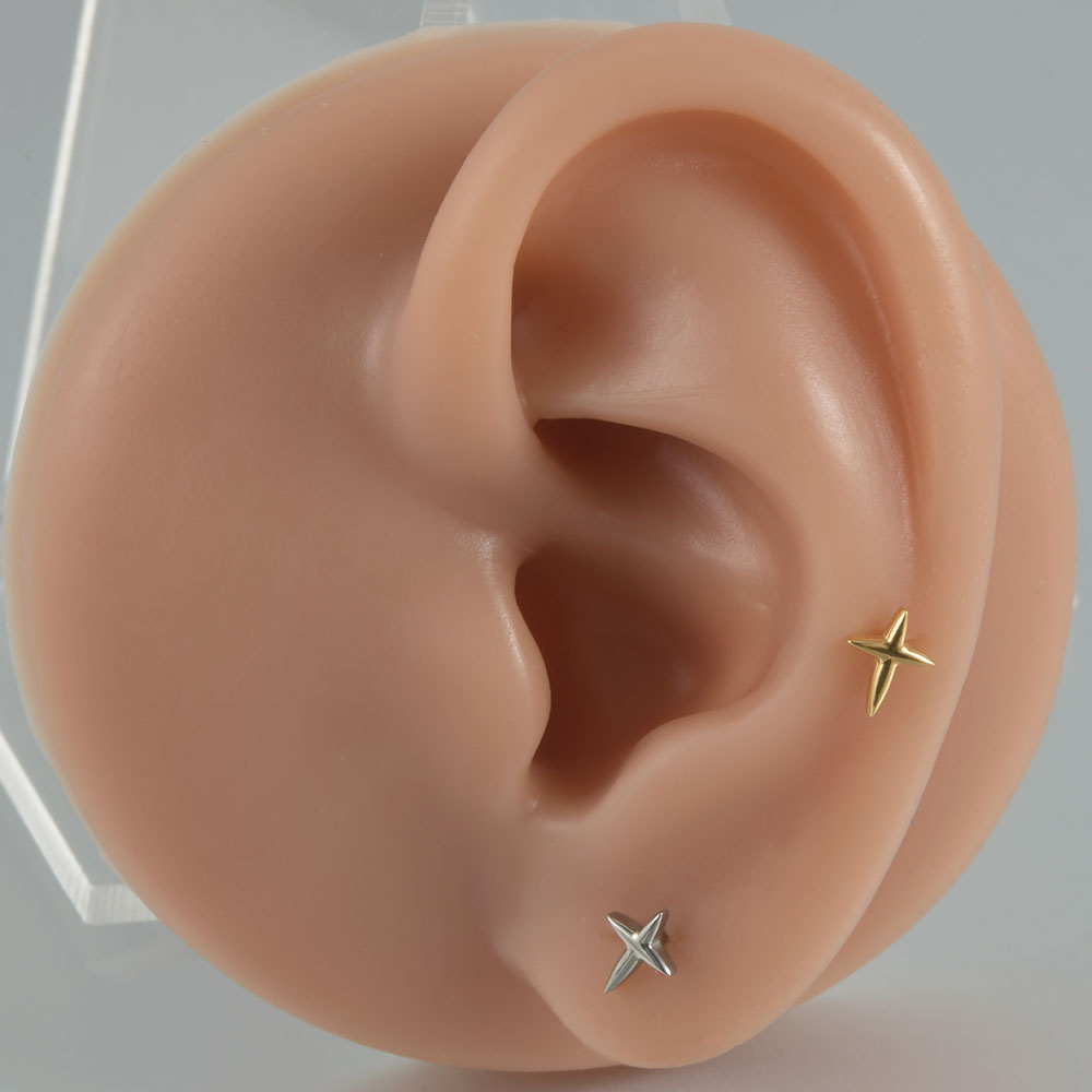 1 pendiente ASTM F136 de circonita de titanio con parte posterior plana, 12 estilos, pendientes de , lóbulo, hélice, cartílago del trago, joyería para Piercing, 1,2x8mm