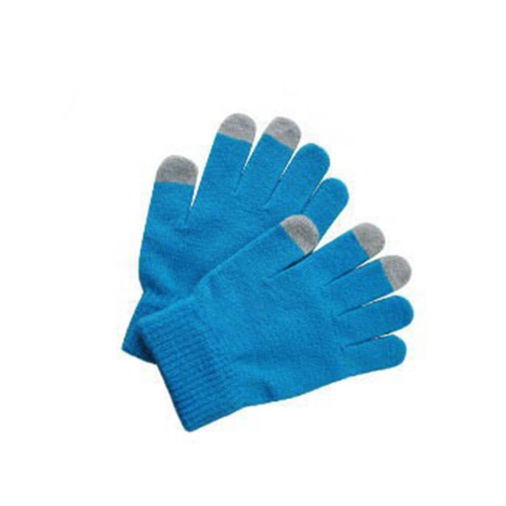 Unisex vinter varm kapacitiv strik handsker håndvarmer til berøringsskærm smart telefon kvindelige handsker fingerløse handsker: Blå