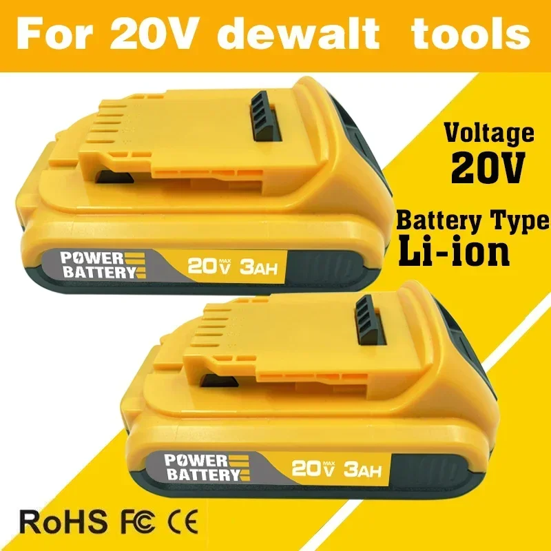 Batería DCB200 de 20V Compatible con herramientas eléctricas dewalt, herramienta eléctrica recargable de 18V y 12Ah, baterías de litio de 20V, 18 voltios, 18v, 12Ah: Marrón