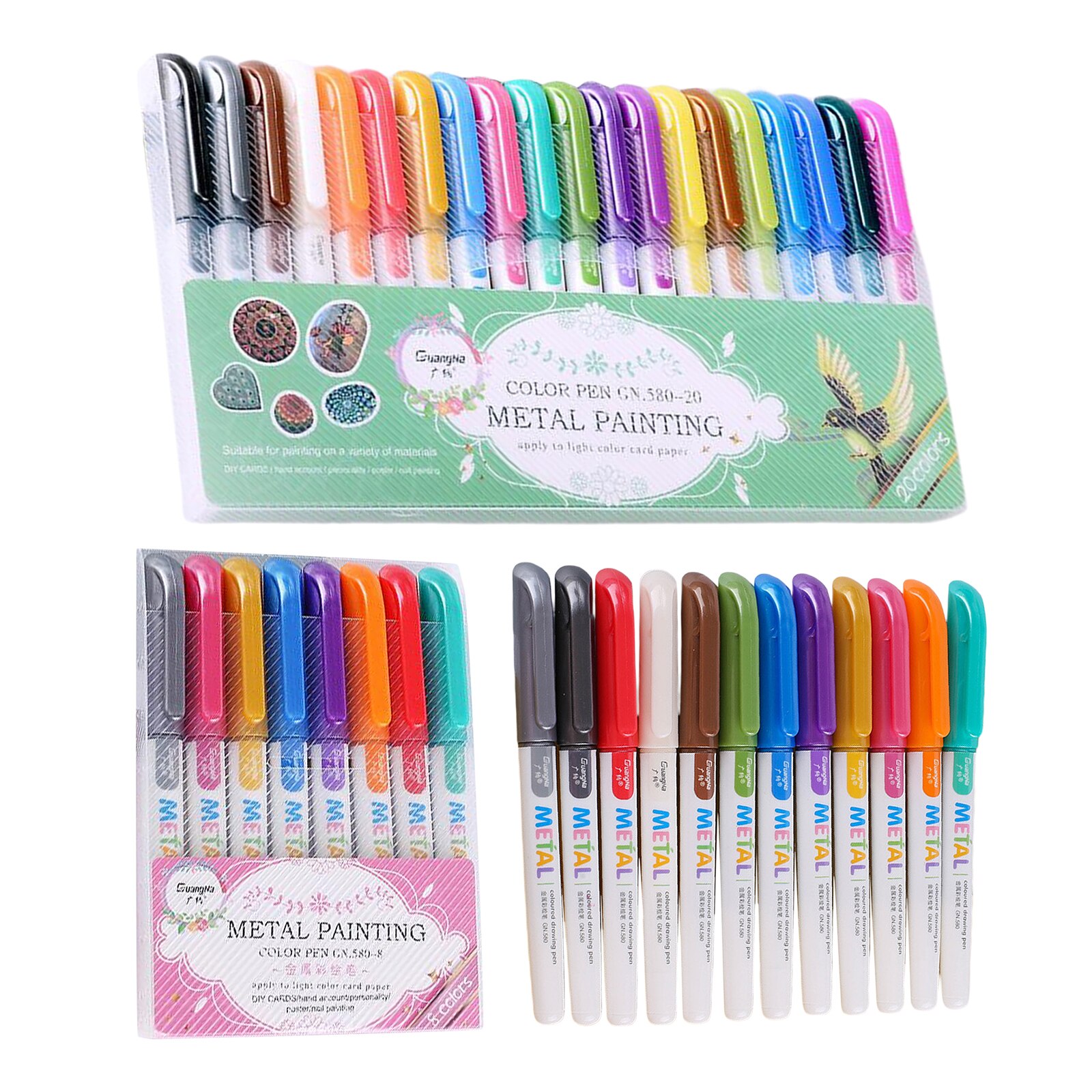 8/12 / 20x Metallic Paints Marker Pens Permanent for Metal Rock Art