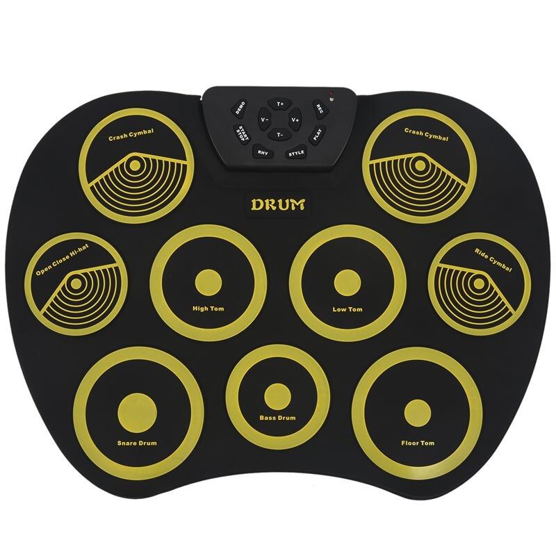 Portable Electronics Drum Set Roll Up Drum Kit 9 Silicone Pads USB Powered with Foot Pedals Drumsticks USB Cable