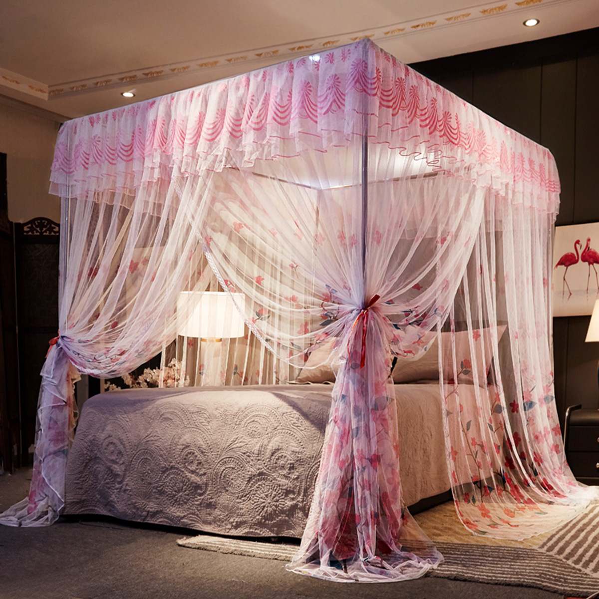 Bed Canopy Double Colors Hung Mosquito Net Princess Bed Tent Curtain Foldable Canopy On The Bed Fairy Lace