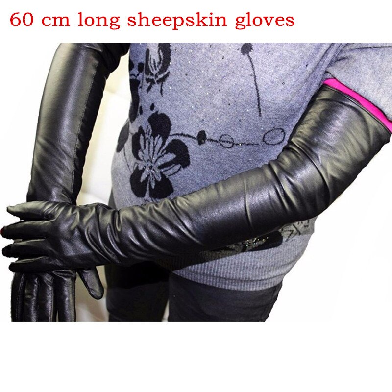 58 cm extra Lange gerade stil schaffell handschuhe leder handschuhe kaschmir futter über sterben ellenbogen Armbinde setzt: Plus Samt Beschichtung / 6 1/2