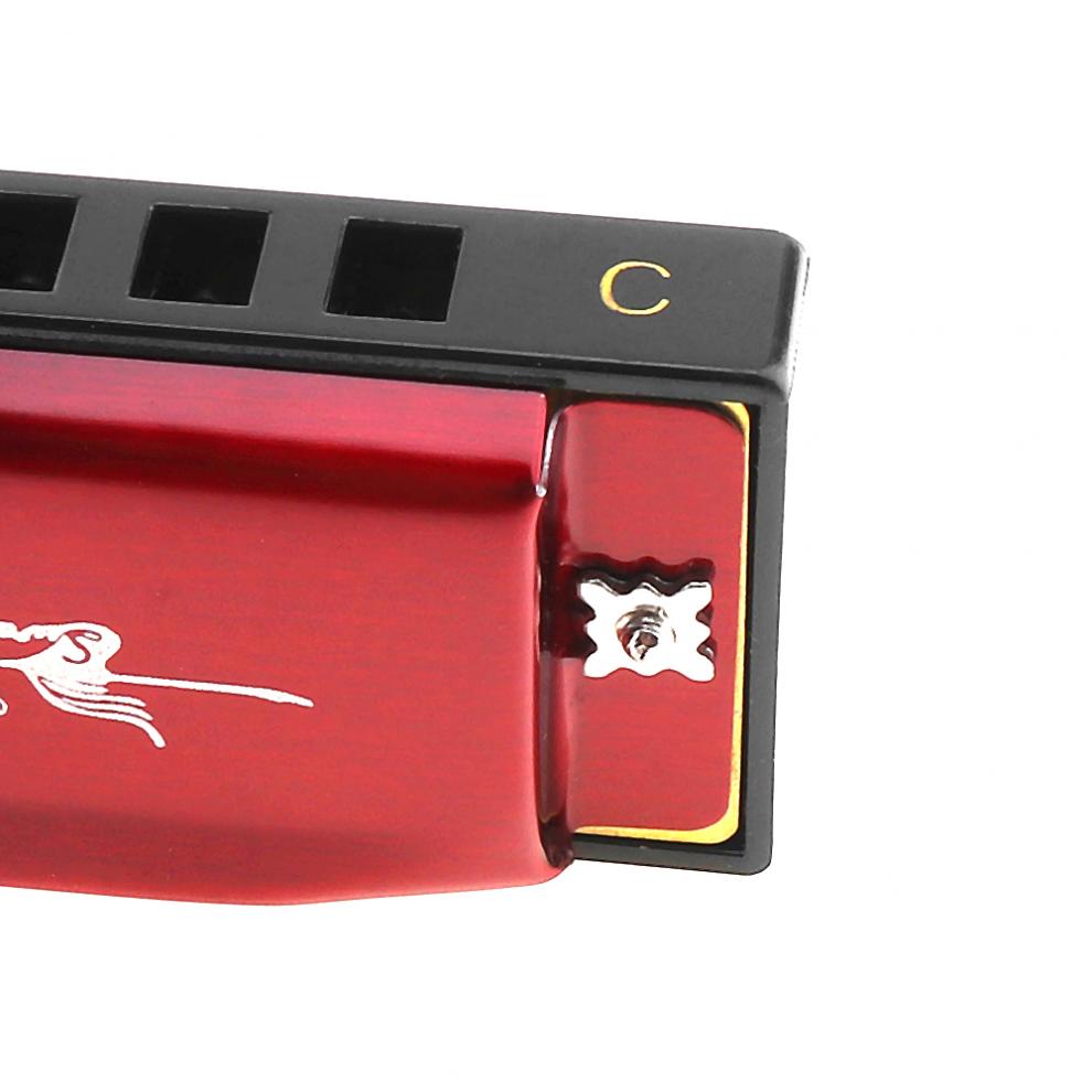 Harmonica 10 Holes Red Harmonica Diatonic Blues Harp Mouth Organ Reed Musical Instrument Stainless Steel for Beginner