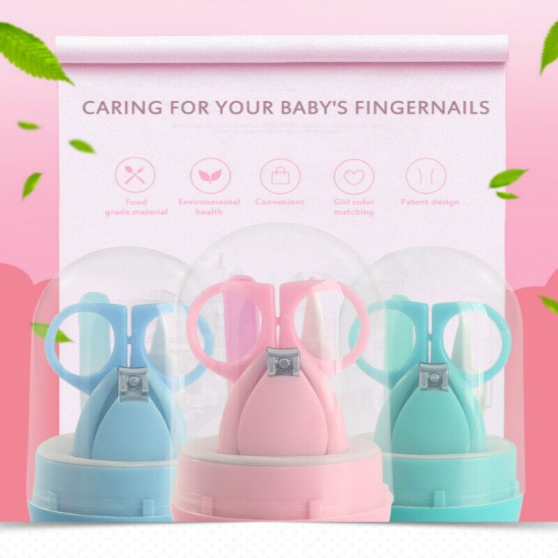 Nail Care 4-piece Set Reusable Cute Portable Newborn Baby Child Safety Care Manicure Clippers Nail File Nail Care Kit