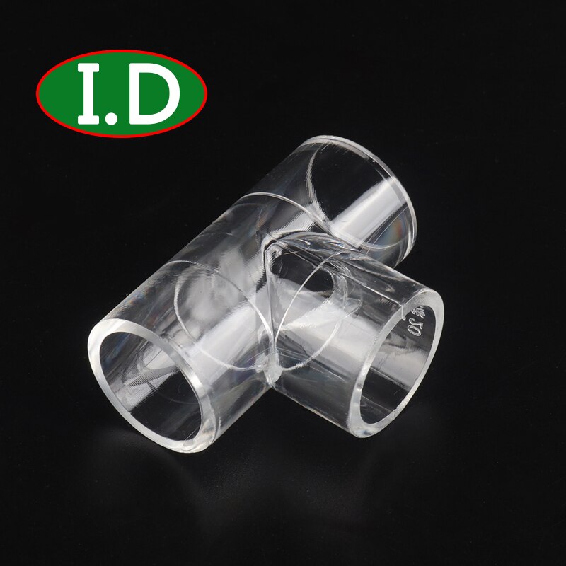 2pcs I.D 16/20/25/32mm Acrylic Pipe Connector Transparent Acrylic Joint Aquarium Fish Tank Glass Tube Fittings Accessories: 25mm / Tee Connector