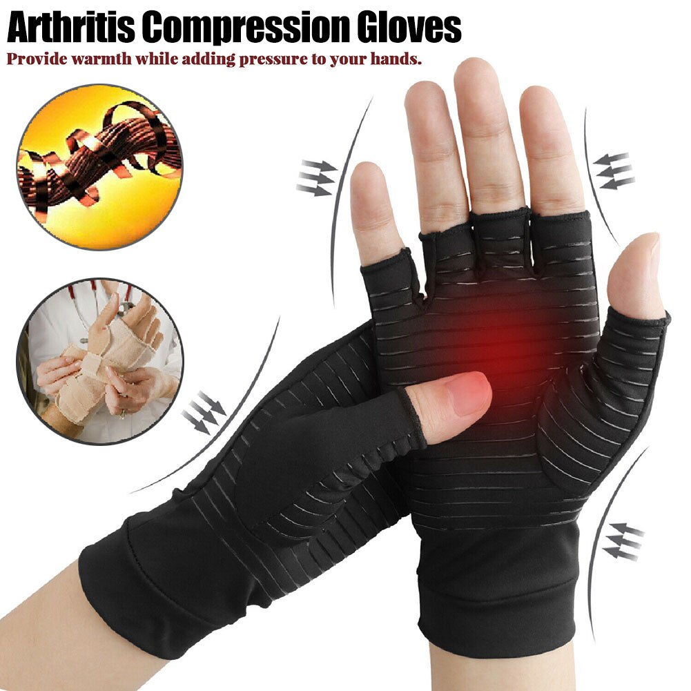 Good Healthy Copper Fiber Compression Arthritis Gloves Pain Relief Wrist Joints Support Brace: small