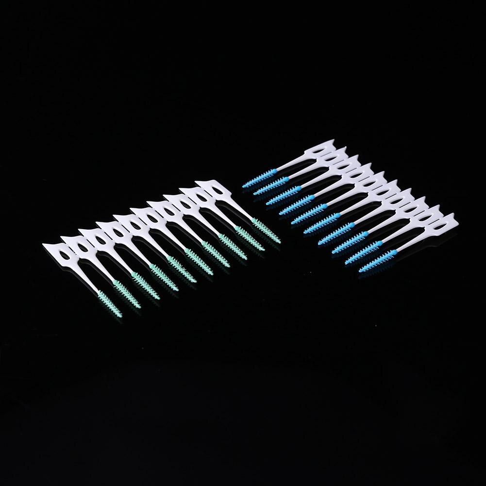 Palito fio dental portátil para limpeza dos dentes, palito de plástico, excelente e de boa elasticidade, silicone, higiene