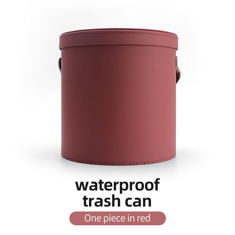 Car Trash Can Organizer Garbage Storage Car Waste Basket Portable Waterproof Round With Lid Automotive Supplies Large Capacity: Red