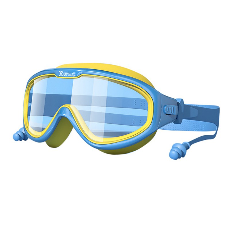 Children's Swimming Glasses Waterproof Anti-fog Swimming Big Frame Boys Girls Dving Eyewear with Earplugs Set: ALH