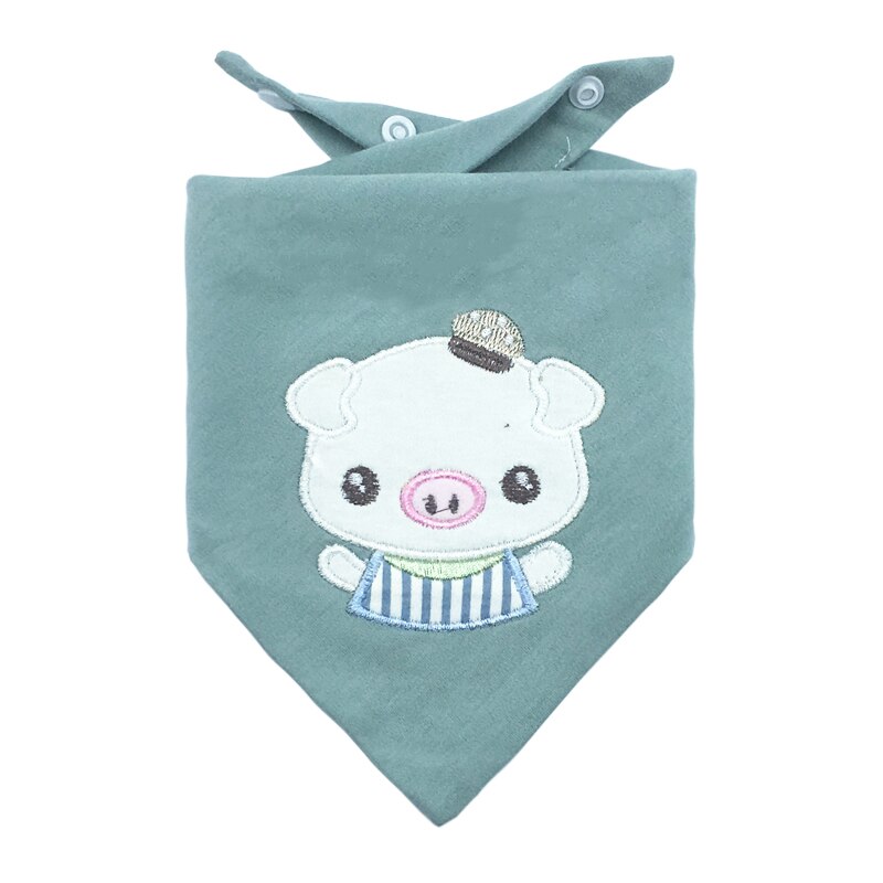 Slabbers Katoen Borduren Babyvoeding Schort Driehoek Bib Meisje Jongen Voeden Sjaal Slabbetjes Burp Doek Bandana Speeksel Handdoek: CZJ005C1