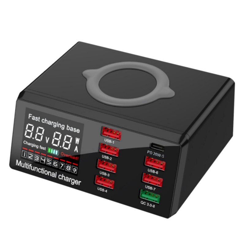 Station de charge Multi USB 100W, adaptateur HUB 3.0 à 8 Ports, chargeur rapide sans fil PD, prise iPhone US: Default Title