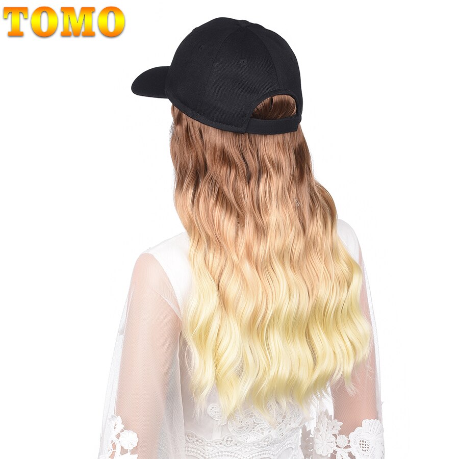 Tomo Korte Baseball Cap Haar Pruik Synthetische Natuurlijke Wave Hair Extensions Pruik Met Hoeden Verstelbare Voor Vrouwen Blonde Kleur