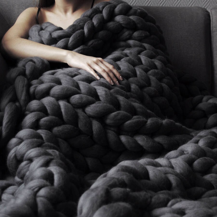 Chunky strik tæppe garn super blød bulk roving merino uld garn alternativ tæppe tørklæde sweater hånd strikke garn 250g