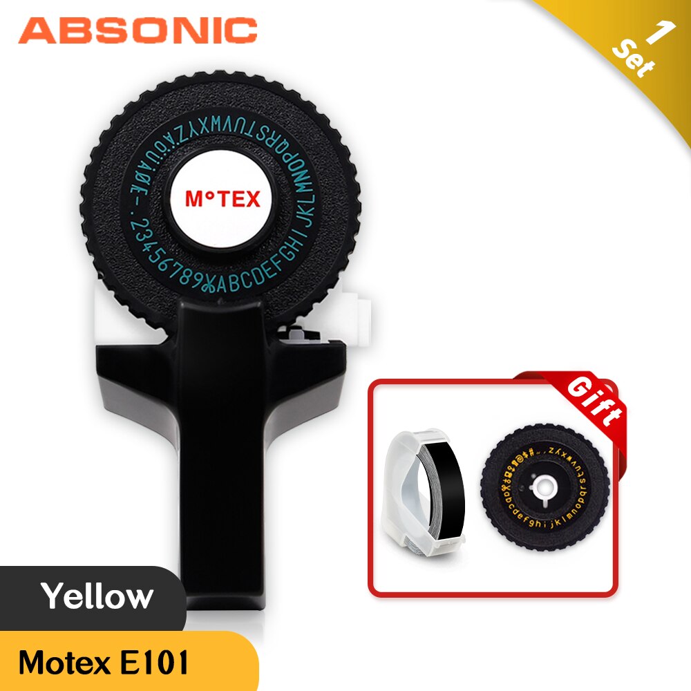 Absonic MoTex E101 with Wheels Printer Mini DIY for Dymo 3D Label Tape Embossing Manual Motex e101 Typewriter Lettering Machine: Black