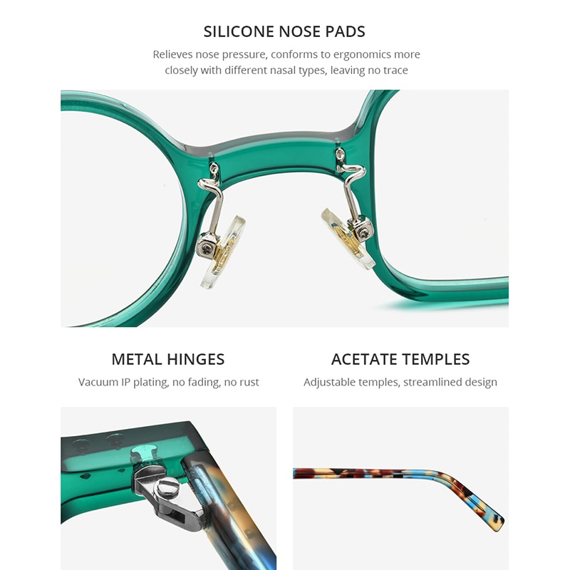 HEPIDEM Acetate Glasses Frame Men Retro Vintage Left Square Right Round Eyeglasses Myopia Optical Spectacles Eyewear 9155