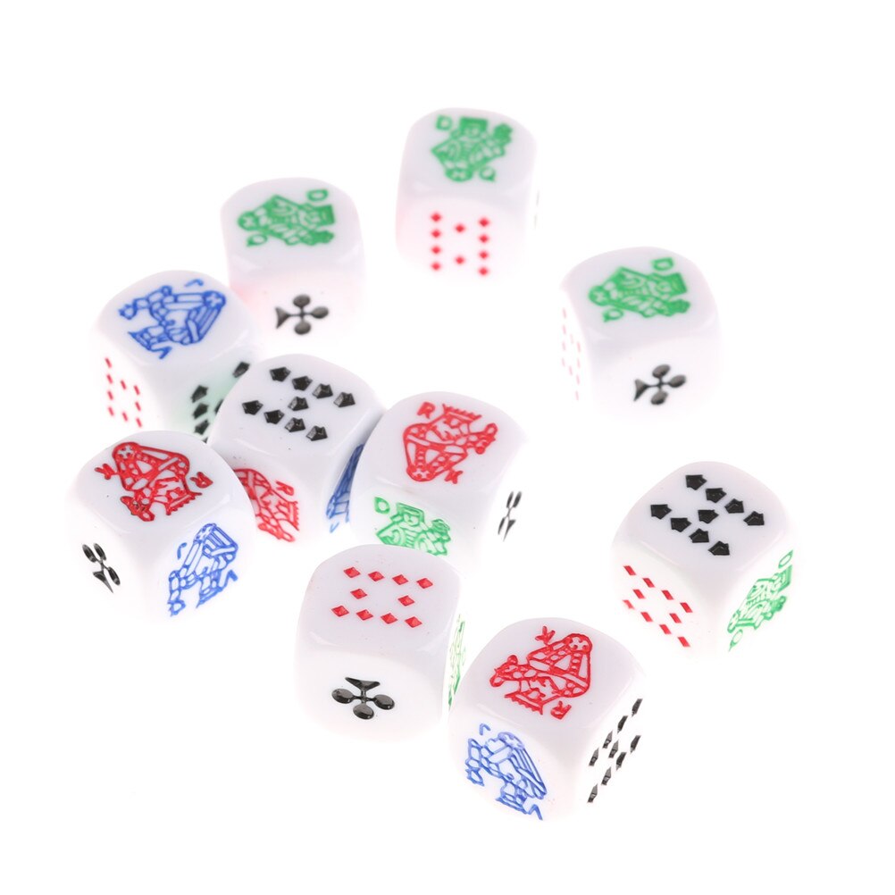 10 stks/partij Zes Zijdige Poker Dobbelstenen voor Casino Poker Card Game Gunsten 12x12x12mm