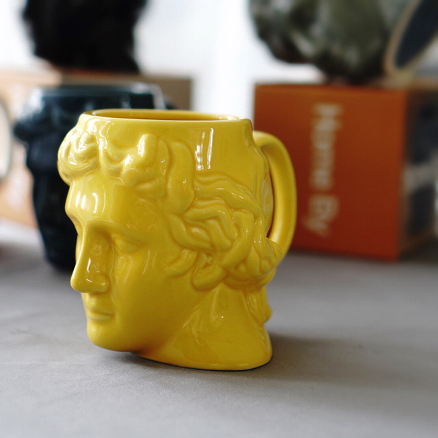 David tête tasses en céramique grande capacité espagne antique grec Apollo Sculpture tasses café thé lait tasse décoration tasse: 2